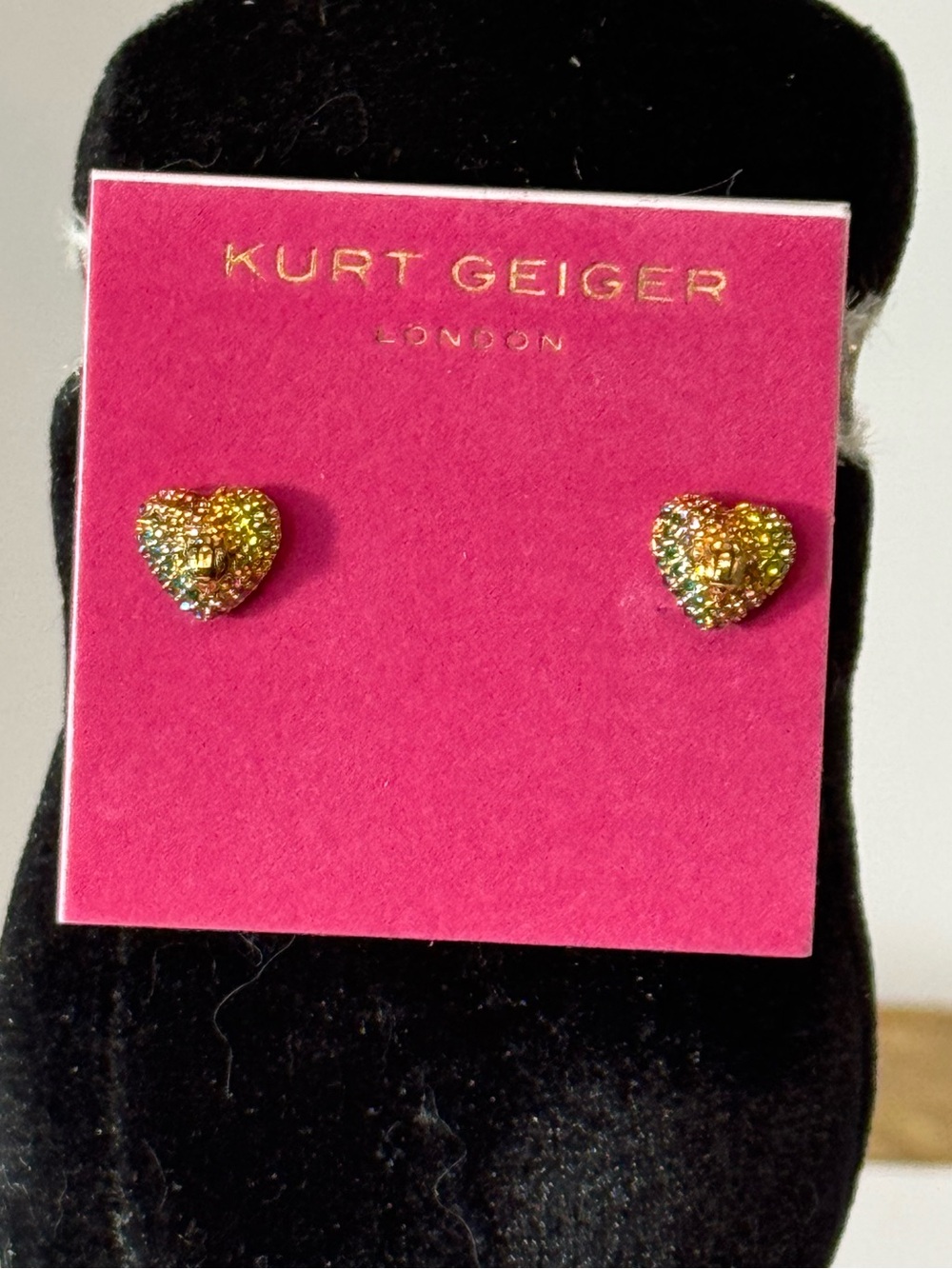 NWT Kurt Geiger London Multicolor Crystal Heart Stud Earrings
